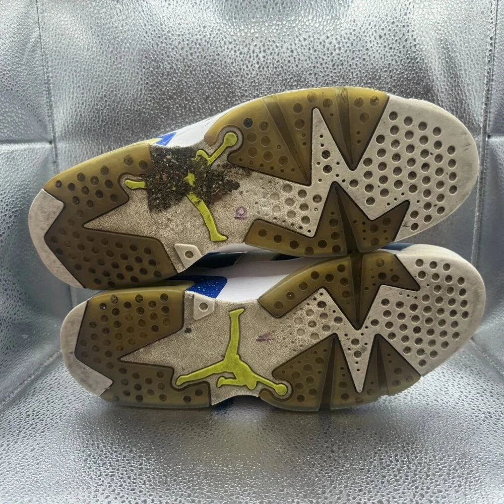 Size 10 Jordan‎ 6 Low Ghost Mens White Blue Lace-Up Athletic Shoes 304401-106